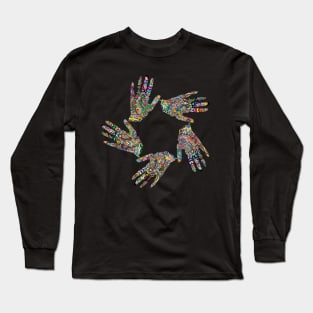 Five Palm Multi Mudra Yoga Hands | Ladies Yoga Tee | Yoga Wear | Ladies Yoga Shirt Long Sleeve T-Shirt